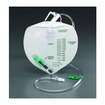 Bard 154002 - Bard Urinary Drainage Bag with Anti-Reflux Chamber, 50" tubing  and BARD EZ-LOK Sampling Port, 2000ML, CS 20