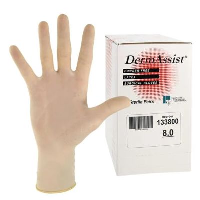 DermAssist 133800 - DermAssist Latex Gloves, Sterile, Size 8.0, Powder-Free, 50 Pairs, BX 50 PR