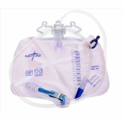 Medline DYND15203 - Medline 2000ml DrainBag,Anti-Reflux,Sample Port,50"Tube,SheetClip,Metal Clamp., CS/20