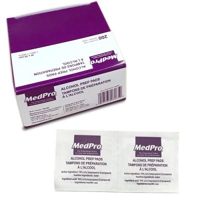 MedPro 006-065 - MedPro Alcohol Prep Pads, 70% (v/v) Isopropanol (2-propanol), Individually packed, BX 200