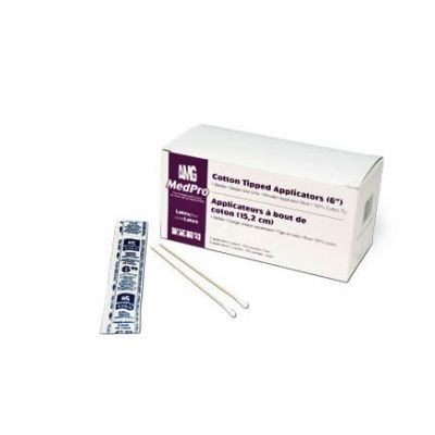 MedPro 018-430 - 018-430. Sterile 6" Cotton Tip Applicators, Wood Stick, Box of 100 Pkgs. Of 2 *WARNING: SHAFT MAY BREAK - DO NOT INSERT IN BODY ORIFICES*, BX 100