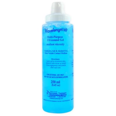 National Therapy NTPA202X - WAVELENGTH Ultrasound Gel, Medium Viscosity, Blue, 250ml Flip Cap, EA