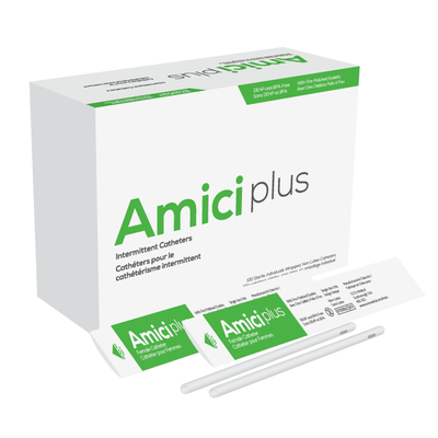 Amici 5610 - AMICI Plus 7" Female Intermittent Catheters, 10 Fr., Smooth Low-Profile Eyelets, Latex Free, DEHP & BpA Free PVC, No Adapter., BX 100