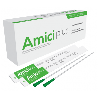 Amici 5914 - AMICI Plus 16" Male Nelaton Intermittent Catheters, 14 Fr., Smooth Low-Profile Eyelets, Latex Free, DEHP & BpA Free PVC, BX 100