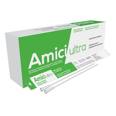 Amici 7912 - AMICI Ultra 16" Male Nelaton Intermittent Catheters, 12 Fr., Fire-Polished eyelets, Latex Free, DEHP & BpA Free PVC, BX 100