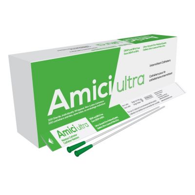 Amici 7914 - AMICI Ultra 16" Male Nelaton Intermittent Catheters, 14 Fr., Fire-Polished eyelets, Latex Free, DEHP & BpA Free PVC, BX 100