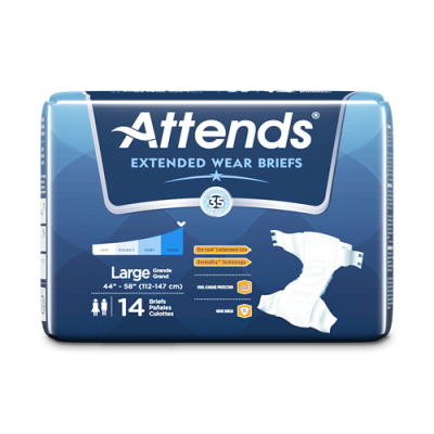 Attends DDEW30 - ATTENDS Dermadry Extended Wear Night Brief, Large  45-58". Case of 56 (4 Pkg of 14), CS 56