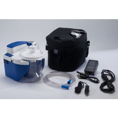 Devilbiss Healthcare 7314P-D - No Returns - Vacu-Aide QSU Suction Unit, Internal Battery, 800cc Disposable Bottle, 6' Tubing, AC/DC Adapter and Power Cord, Carrying Case, EA