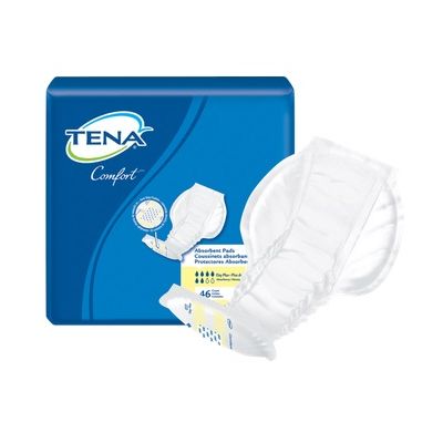 Tena 62620 - TENA Comfort Day Plus Pad, Sure Stay, InstaDri, leg gathers, body contoured, indicator Line, Medium-Heavy absorbency (CS 2 pkgs/46), CS 92